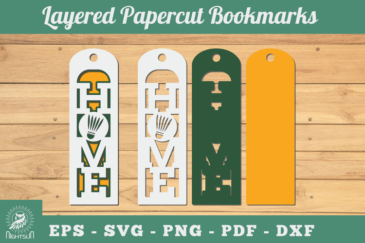 Badminton Ball Home 3D Papercut Bookmarks SVG