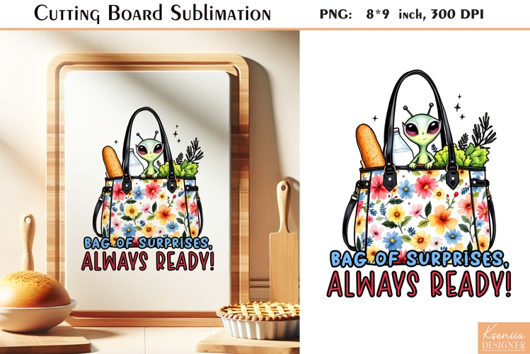 Funny Quotes|Watercolor Alien Cutting Board Sublimation