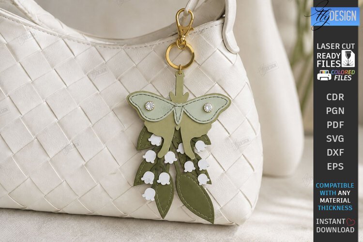 3D Leather Bag Charm Laser Cut | Butterfly | Floral Design example image 1