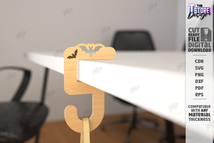 Bag Hook Holder Laser Cut | Desk Headphone Hanger SVG | CNC