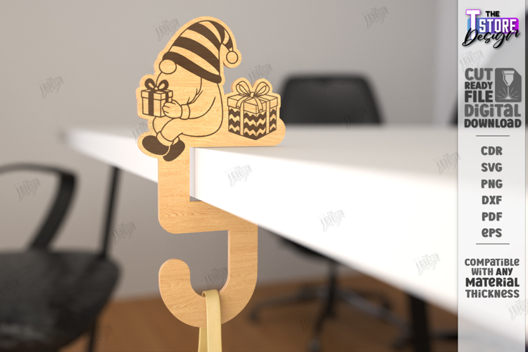 Bag Hook Holder Laser Cut | Desk Headphone Hanger SVG | CNC