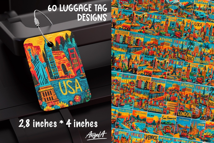 Luggage tag sublimation bundle Bag tag designs Travel tags