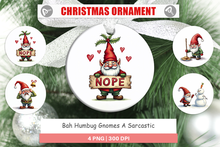 Bah Humbug Gnomes Ornament