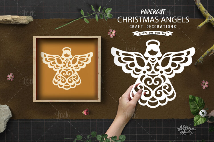 Christmas Angel Papercut SVG example image 1