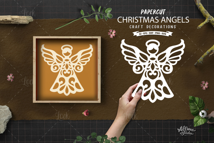 Papercut Christmas Angel Cut File example image 1
