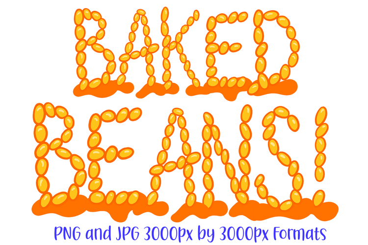 Baked Beans Font Cartoon Doodle Food Lettering ABC JPG PNG