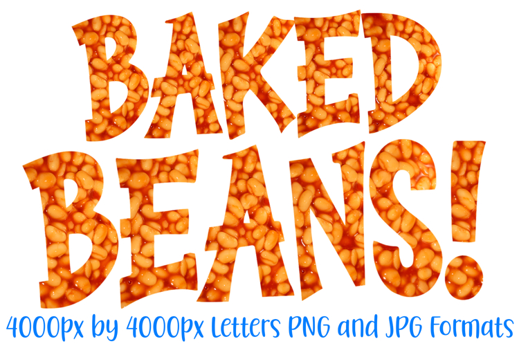 Baked Beans Lettering Font Food Type ABC PNG JPG Texture