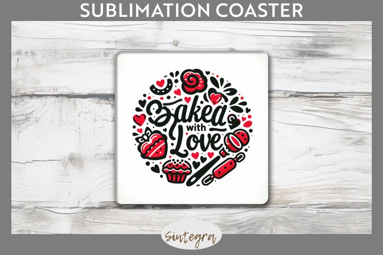 Baked With Love v2 Square Coaster Sublimation