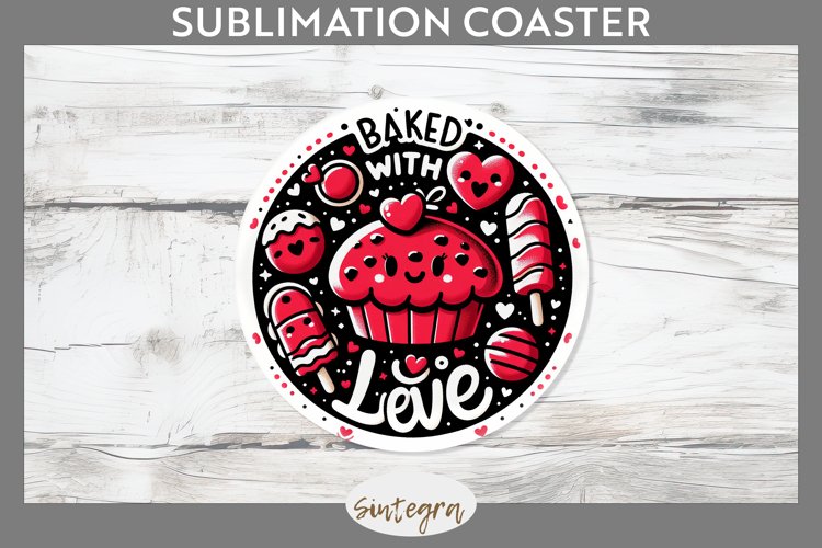 Baked With Love v3 Round Coaster Sublimation example image 1