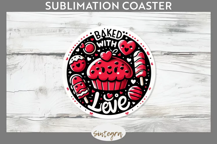 Baked With Love v3 Round Coaster Sublimation