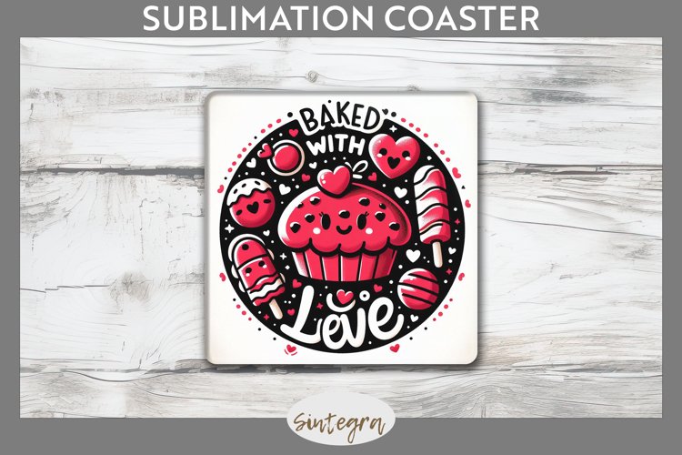 Baked With Love v3 Square Coaster Sublimation