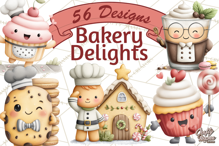 Sweet Treats Bakery Clipart PNG, Adorable Pastry Chefs