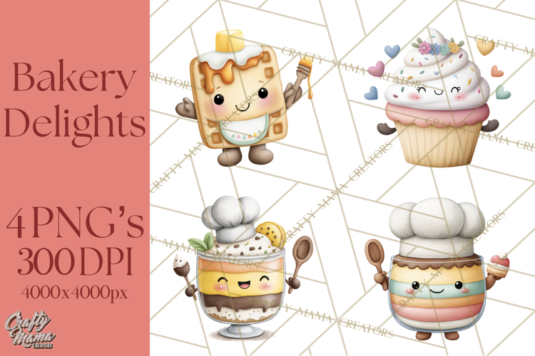 Sweet Treats Bakery Clipart PNG, Adorable Pastry Chefs
