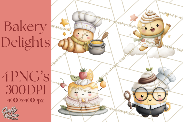 Sweet Treats Bakery Clipart PNG, Adorable Pastry Chefs