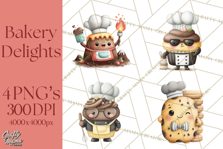 Sweet Treats Bakery Clipart PNG, Adorable Pastry Chefs