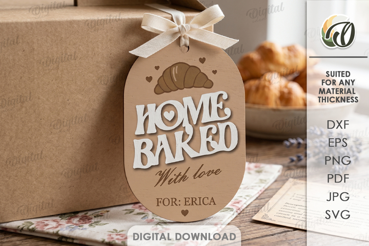 Bakery Tag Laser Cut. Store Gift Tag SVG. Home baked