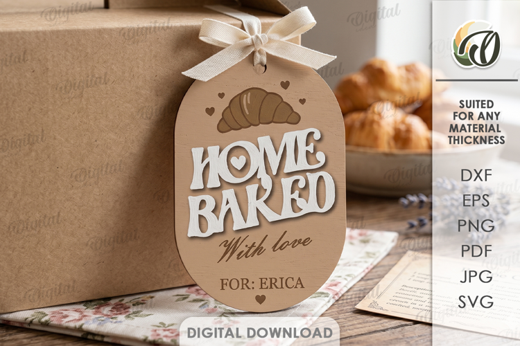 Bakery Tag Laser Cut. Store Gift Tag SVG. Home baked