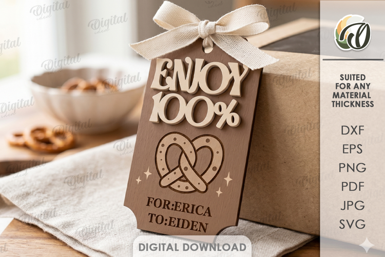 Bakery Tag Lasercut. Store Gift Tag SVG. Pretzel
