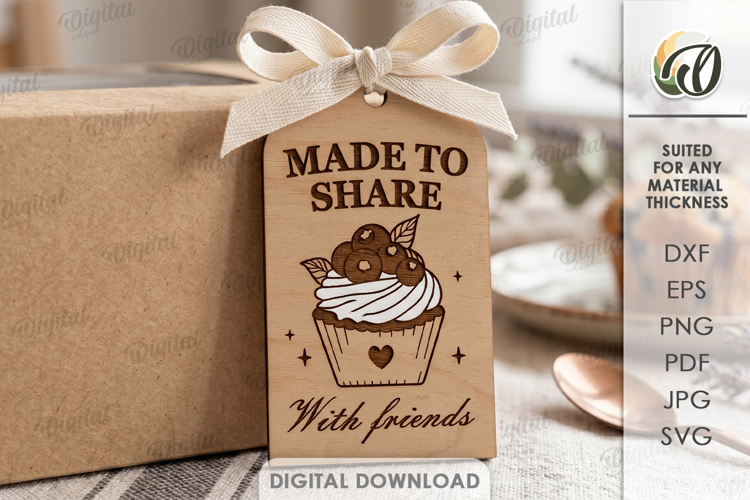 Bakery Tag Lasercut. Store Gift Tag SVG. Made to share