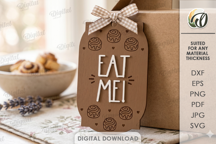 Bakery Tag Lasercut. Store Gift Tag SVG. Eat me
