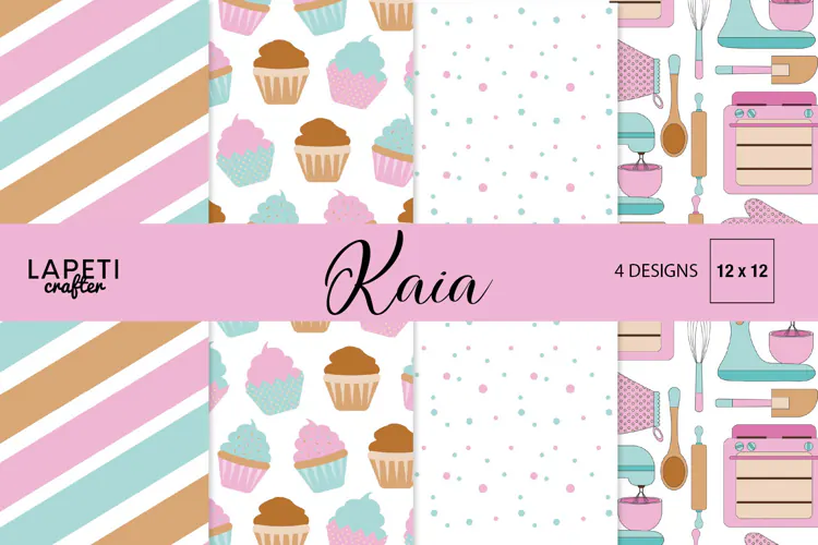 Baking Digital Papers Cupcake Kitchen Scrapbook Patterns