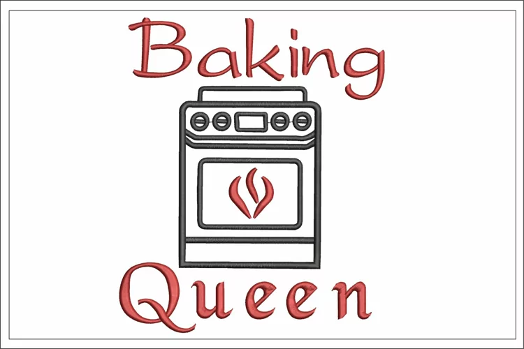 Baking Queen Embroidery, Kitchen Tea Towel Embroidery Design