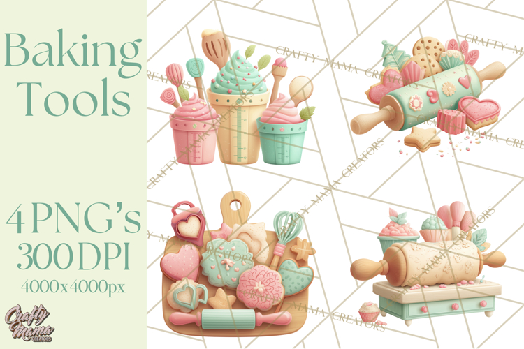 Vintage Baking Tools Clipart, Rolling Pins Whisks Mixing Png