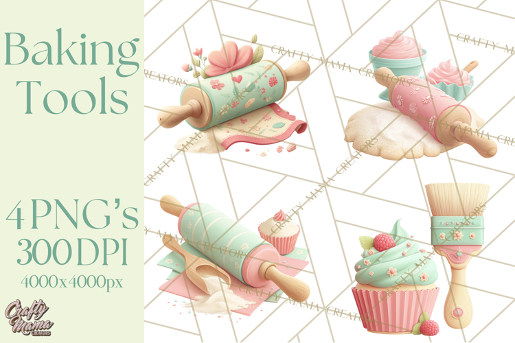 Vintage Baking Tools Clipart, Rolling Pins Whisks Mixing Png