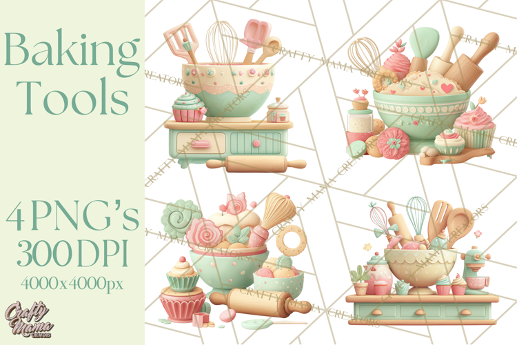 Vintage Baking Tools Clipart, Rolling Pins Whisks Mixing Png