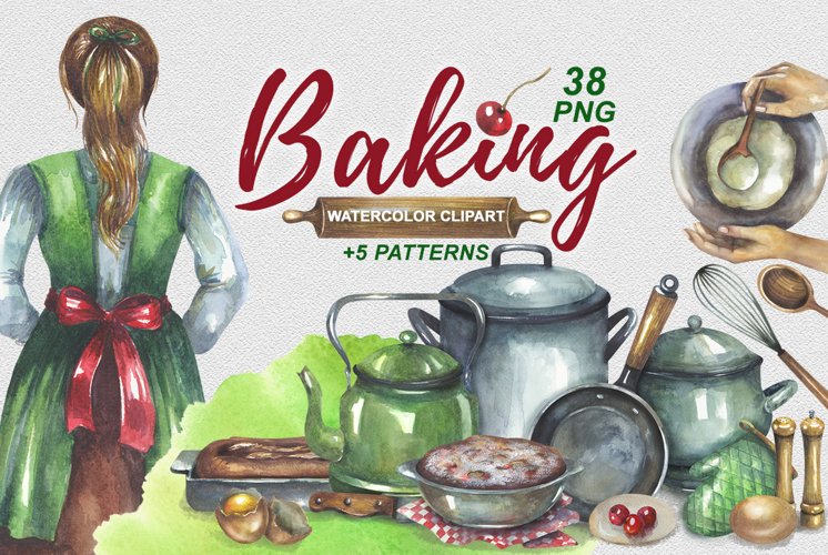 Watercolor Baking Clipart Image 13