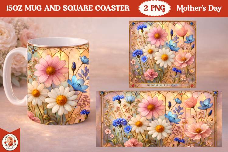 Mother’s Day luxury Mug & Coaster Sublimation Design