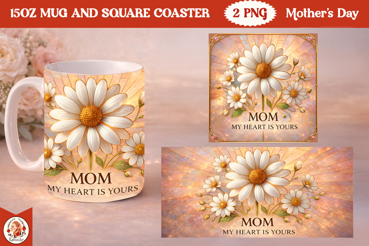 Mother’s Day luxury Mug & Coaster Sublimation Design