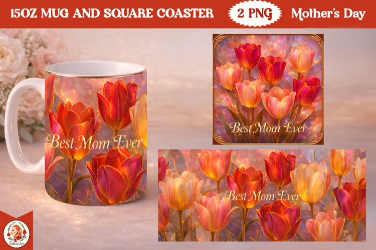 Mother’s Day luxury Mug & Coaster Sublimation Design