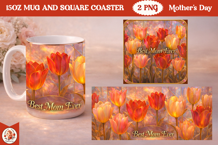 Mother’s Day luxury Mug & Coaster Sublimation Design