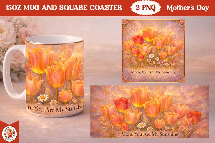 Mother’s Day luxury Mug & Coaster Sublimation Design