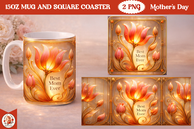 Mother’s Day luxury Mug & Coaster Sublimation Design