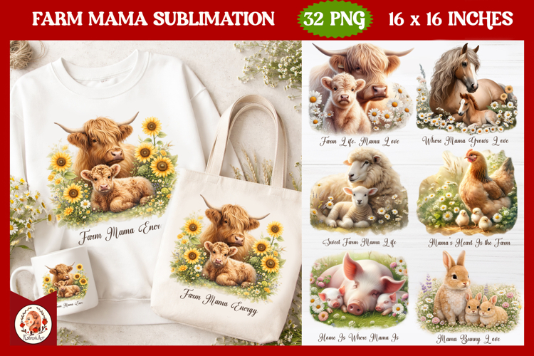 Farm Mama Sublimation Bundle|Mothers Day PNG Designs