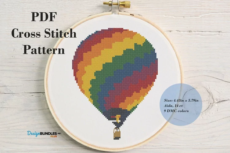 Colorful Balloon Cross Stitch Pattern - Digital Download PDF