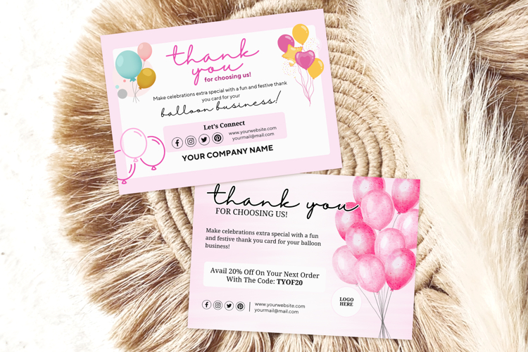 Balloon Business Thank You Card example image 1