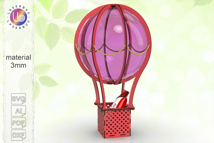 Nursery Hot Air Balloon Laser Cut File DIY Wooden Kids Toy