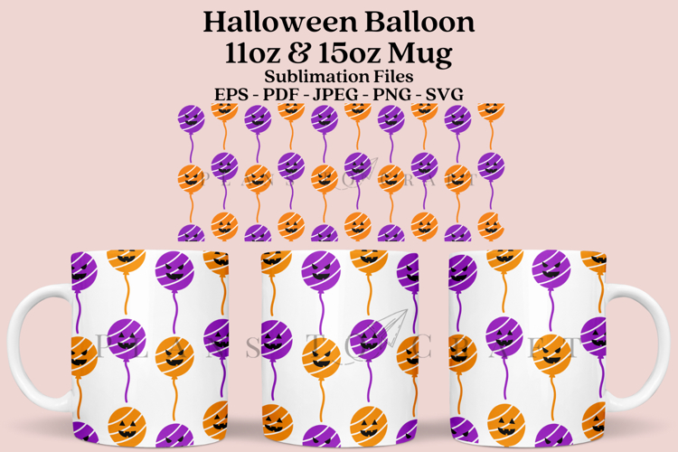 Balloon Halloween 11&15oz Mug Sublimation Wrap