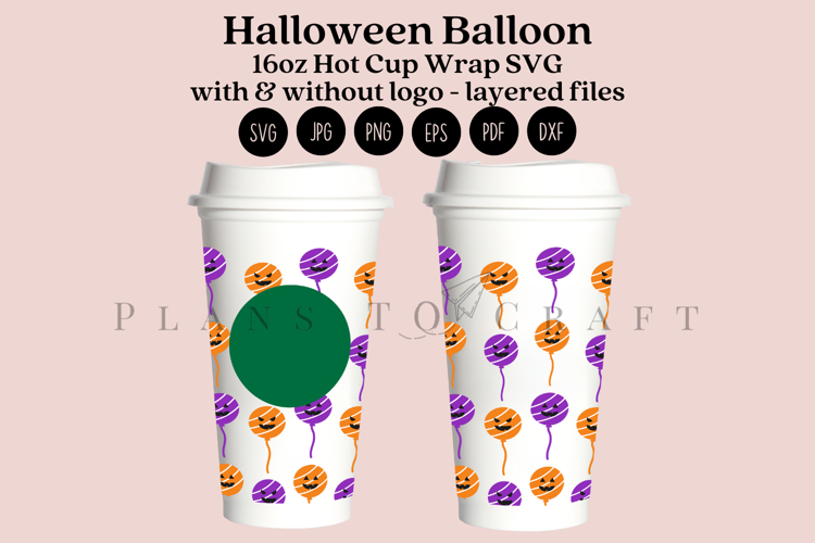Halloween Balloon 16oz Hot Cup Tumbler Wrap SVG