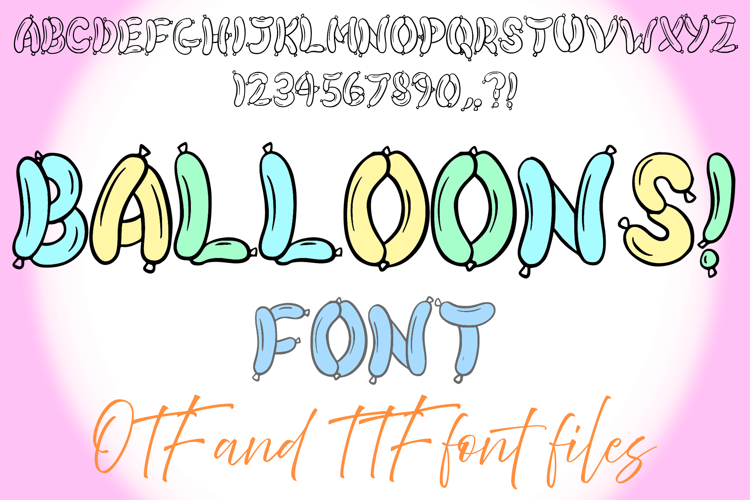 Balloon Typeface Lettering ABC Text Font OTF Illustration