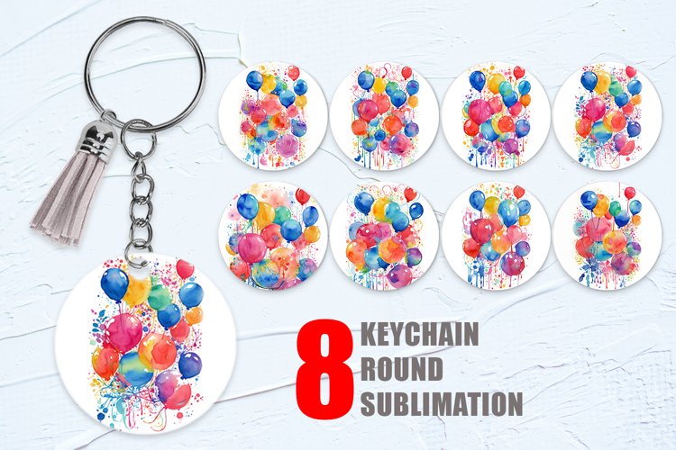 Balloons Watercolor Keychain | Keyring