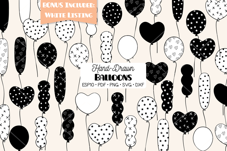 Balloon Clipart Black and White Image 2