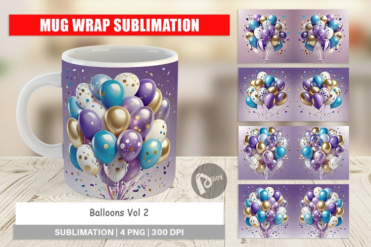 Mug Wrap Design Balloons