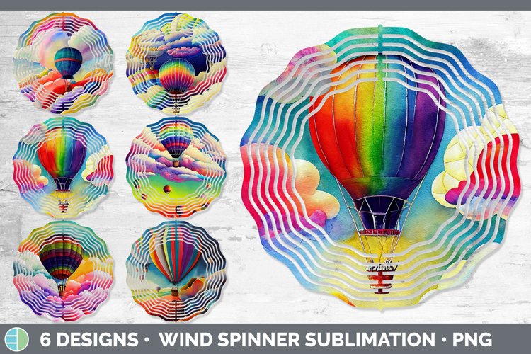 Hot Air Balloon Wind Spinner Sublimation Designs Bundle