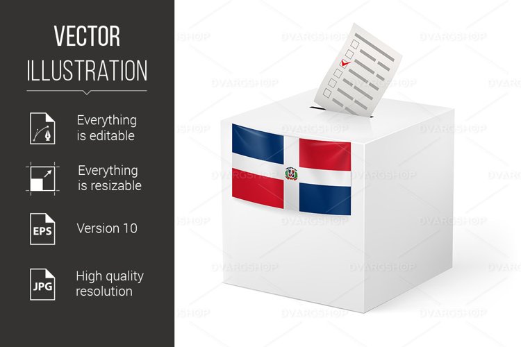 Ballot box with voting paper. Dominican Republic example image 1