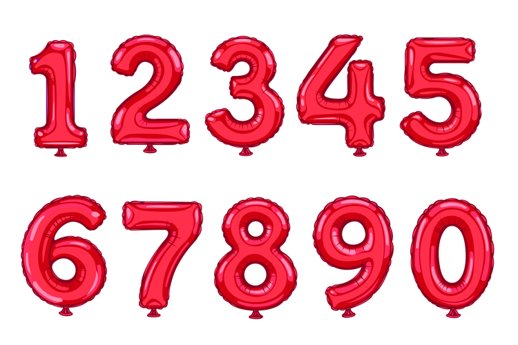 Red number balloons for birthday party decoration