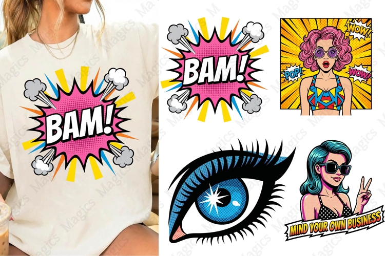 Bam Comic Speech Bubble Retro PNG Sublimation Design